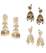Brass antique gold Multicolor pearl combo earrings