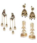 Brass antique gold Multicolor pearl combo earrings