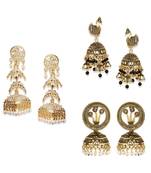 Brass antique gold Multicolor pearl combo earrings