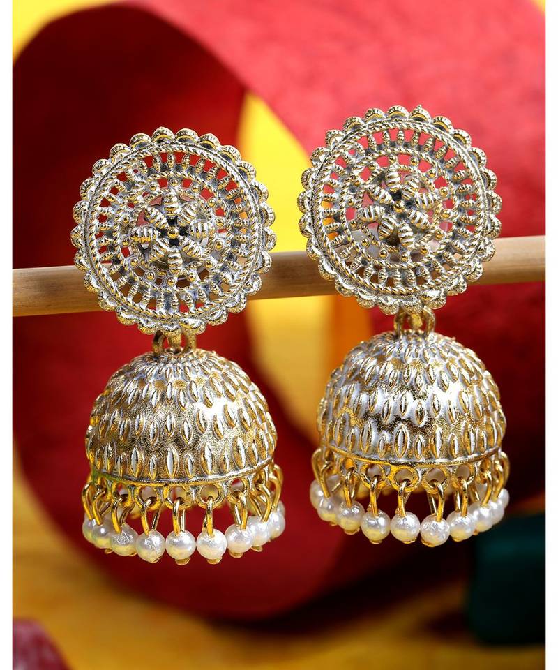 Brass antique gold Multicolor pearl combo earrings