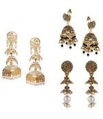 Brass antique gold Multicolor pearl combo earrings