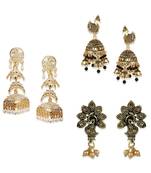 Brass antique gold Multicolor pearl combo earrings