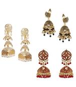 Brass antique gold Multicolor pearl combo earrings