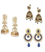 Brass antique gold Multicolor pearl combo earrings