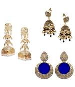 Brass antique gold Multicolor pearl combo earrings