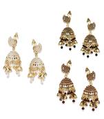 Brass antique gold Multicolor pearl combo earrings