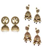 Brass antique gold Multicolor pearl combo earrings