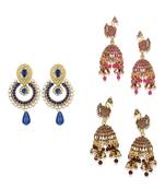 Brass antique gold Multicolor pearl combo earrings