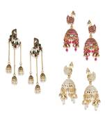 Brass antique gold Multicolor pearl combo earrings