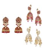 Brass antique gold Multicolor pearl combo earrings