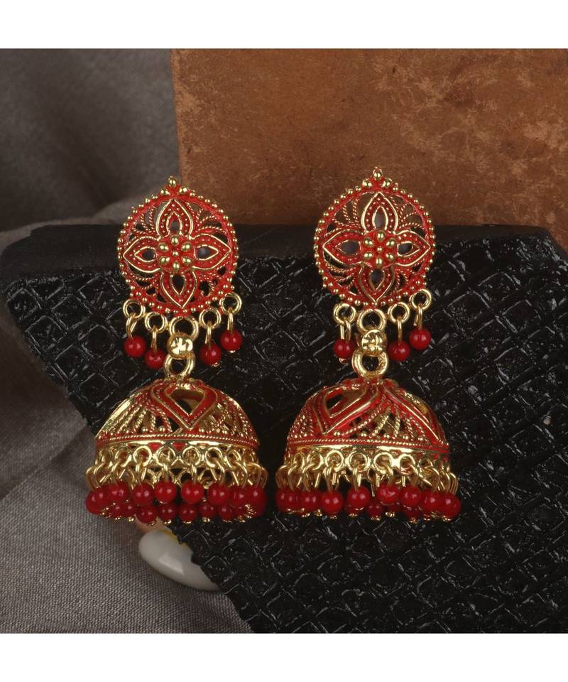 Brass antique gold Multicolor pearl combo earrings