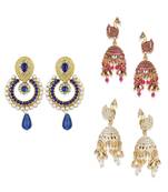 Brass antique gold Multicolor pearl combo earrings