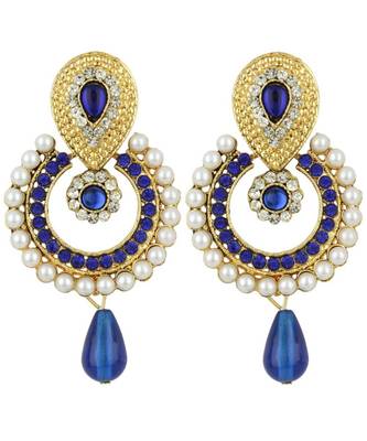 Brass antique gold Multicolor pearl combo earrings 3