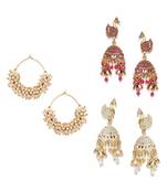 Brass antique gold Multicolor pearl combo earrings