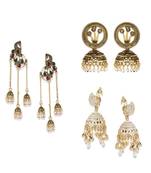 Brass antique gold Multicolor pearl combo earrings