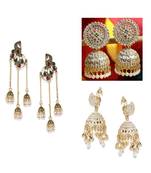 Brass antique gold Multicolor pearl combo earrings