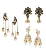 Brass antique gold Multicolor pearl combo earrings