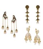 Brass antique gold Multicolor pearl combo earrings
