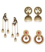 Brass antique gold Multicolor pearl combo earrings