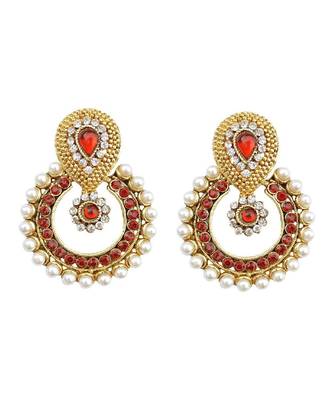 Brass antique gold Multicolor pearl combo earrings 4