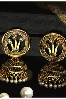 Brass antique gold Multicolor pearl combo earrings