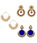 Brass antique gold Multicolor pearl combo earrings