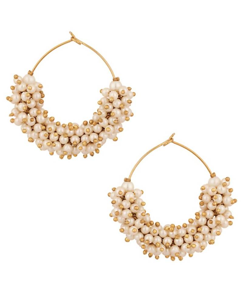 Brass antique gold Multicolor pearl combo earrings
