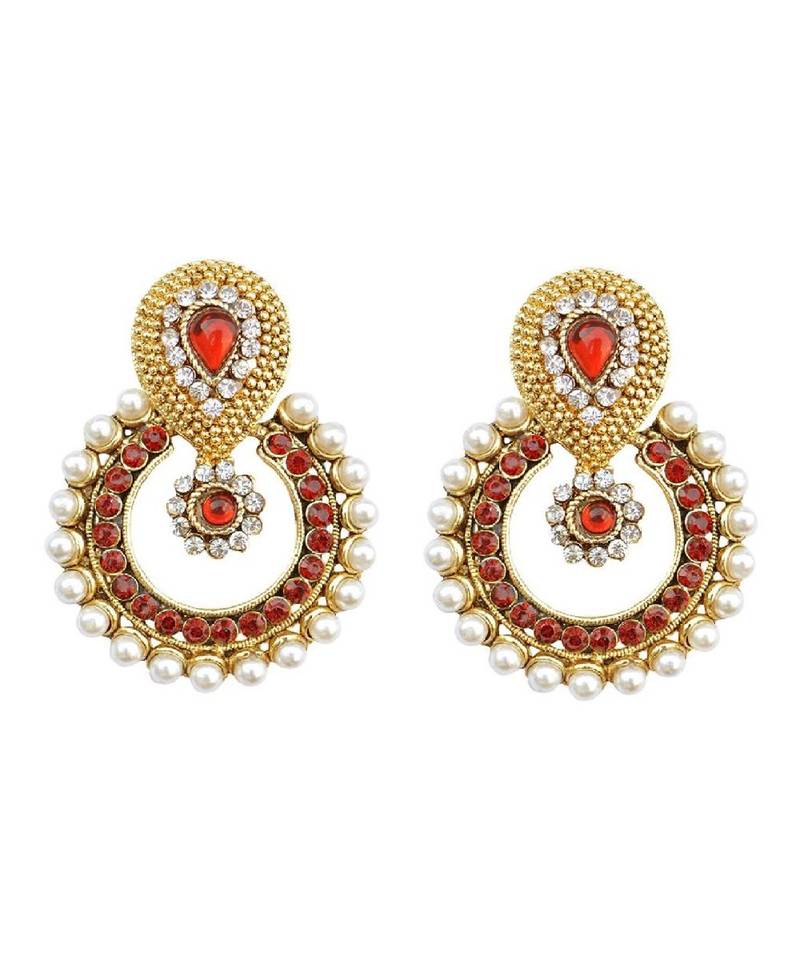 Brass antique gold Multicolor pearl combo earrings