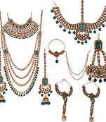 Ethnic Indian Traditional Red Gold Plated Kundan Dulhan Bridal Jewellery Set with Choker Earrings Maang Tikka