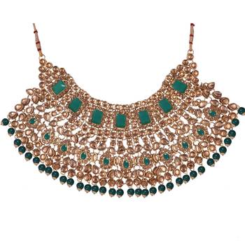 Ethnic Indian Traditional Red Gold Plated Kundan Dulhan Bridal Jewellery Set with Choker Earrings Maang Tikka 4