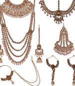 Ethnic Indian Traditional Red Gold Plated Kundan Dulhan Bridal Jewellery Set with Choker Earrings Maang Tikka