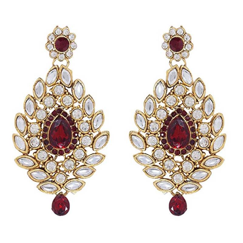 Steorra jewels Red Kundan Studded Bridal Set