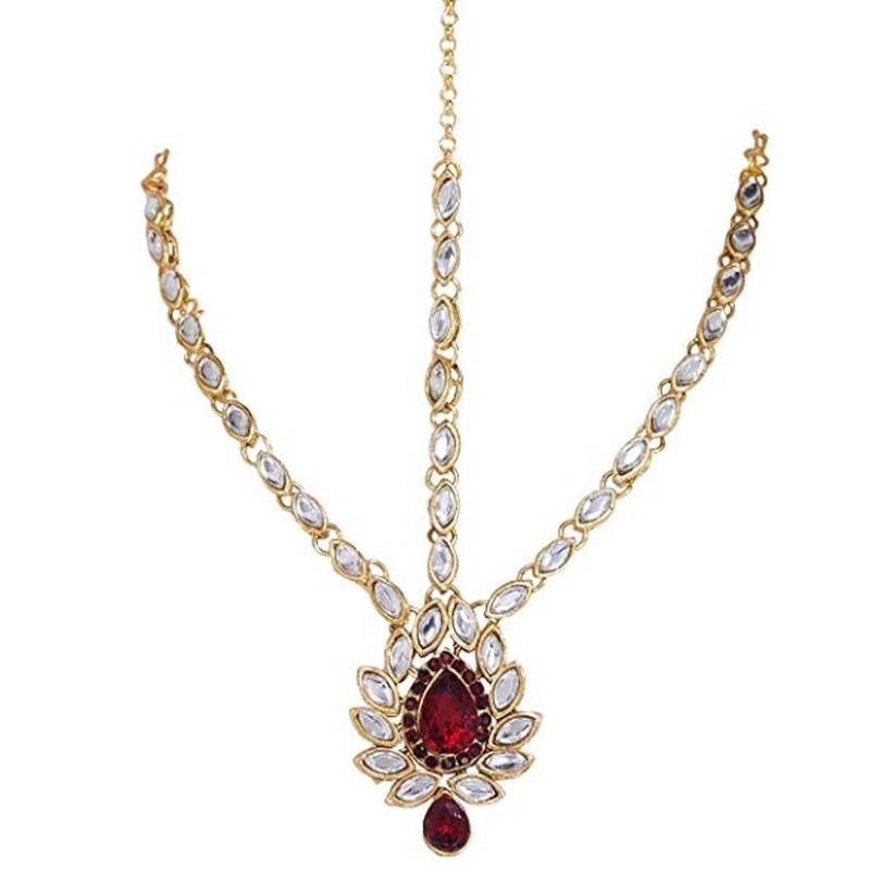 Steorra jewels Red Kundan Studded Bridal Set
