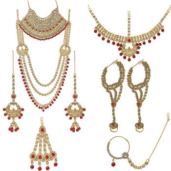 Designer Gold Plated Red Dulhan Choker Bridal Set for Girls & Women 1