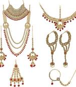 Designer Gold Plated Red Dulhan Choker Bridal Set for Girls & Women