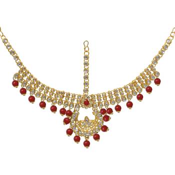 Designer Gold Plated Red Dulhan Choker Bridal Set for Girls & Women 2