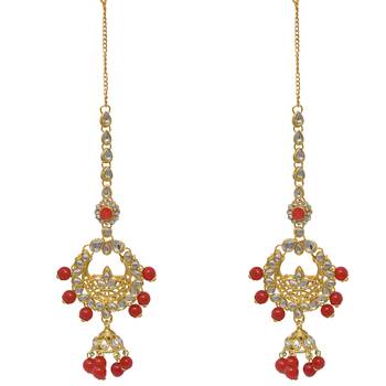 Designer Gold Plated Red Dulhan Choker Bridal Set for Girls & Women 4
