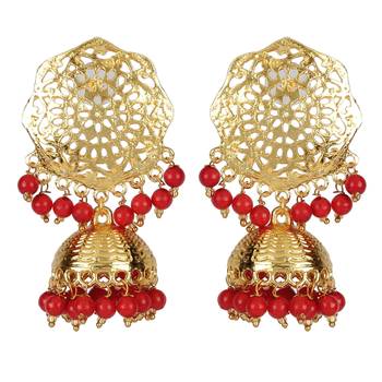  Gold Plated Ruby High Neck Necklace Set with Earings and Maag Tikka 3