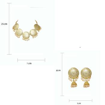 Steorra Jewels Round Golden Traditional Jewellery Choker Set with Earrings For Women 5