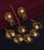 Steorra jewels Green Beads Golden Choker Necklace for Women