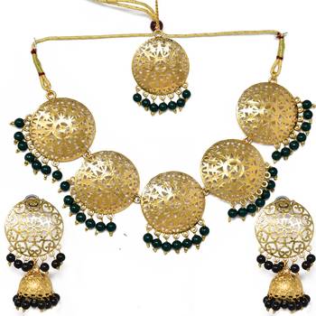 Steorra jewels Black Beads Golden Tone Choker Necklace for Women 2