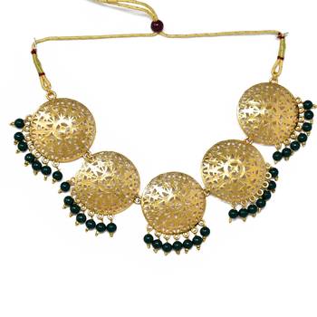 Steorra jewels Black Beads Golden Tone Choker Necklace for Women 3