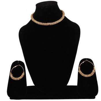 Steorra jewels Golden Rounds Gold Tone Stone Simple Necklace for Women 1