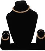 Steorra jewels Golden Rounds Gold Tone Stone Simple Necklace for Women