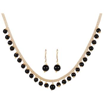 Steorra jewels Black Beads Golden Choker Necklace for Women and Girls 1