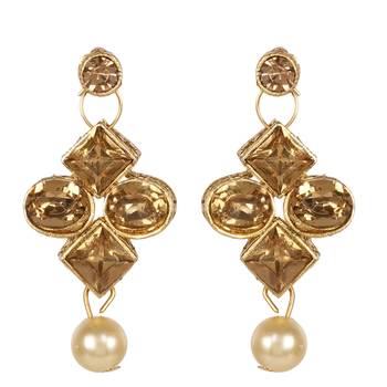 Steorra Jewels Golden Kundan Choker Necklace With Earrings For Women 3