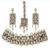Steorra Jewels Floral Style transparent Gold Crystals Necklace Set with Maang Tikka Earrings for Women