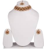 Steorra Jewels White beautiful white Crystal Choker Jewellery Necklace Set with Maang Tikka Earrings for Women