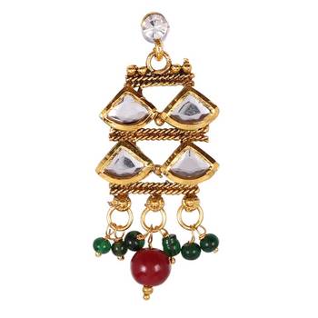 Steorra Jewels Long Kundan Set with White Beads 3