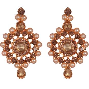 Steorra Jewels Gold Traditional Pearl Choker Set With Maangtikka  Earrings For Women 4